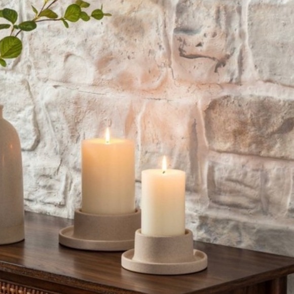 Hearth & Hand with Magnolia Stoneware Pillar Candle Holders - Picture 1 of 12